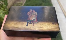 Antique 19th C. Russian Imperial Marked Lacquered Hand Painted Jewelry Box RARE picture