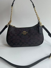 NWT COACH CA548 Teri Shoulder Bag In Signature Canvas/Gold/Brown  picture