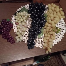 Vintage Lot Bunches of Plastic Faux Grapes Fake Rubber Vinyl Decorative Fruit picture