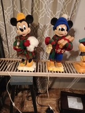 Vintage 19 inch Disney Mickey Mouse Christmas Holiday Figurines Set of 2  picture