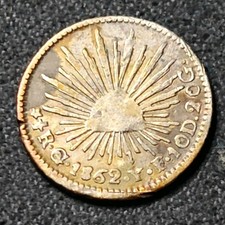 1862 Mexico Guanajuato 1/2 Real Silver Coin - Cap & Rays - Go YF  picture