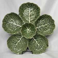 Bordallo Pinheiro Green Cabbage Leaf Dip Veggie Appetizer Serving Tray w/ Bowls picture