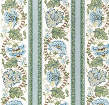 BRUNSCHWIG & FILS FABRIC 'LAURIS  PRINT - AQUA/LEAF' 5.4 METRES  100% Cotton picture