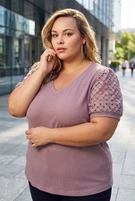 PLUS SIZE Womens Olrik Size 3x Short Sleeve Rose Colored Top Blouse Shirt picture