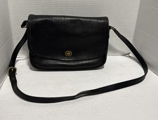 Vintage Coach City Bag 9790 Black Leather Crossbody Purse Turnlock USA picture