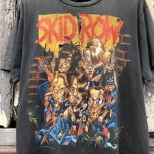 Vintage 90s SKID ROW Band Shirt Rare Design Black Unisex Shirt Reprint KH15142 picture