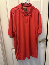 Greg Norman for Tasso Ella Play Dry Medium teal Blue Striped Shark golf shirt picture