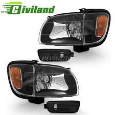 For 2001-2004 Toyota Tacoma Headlights+Corner Signal Lights+Bumper Lamp Black picture