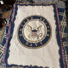 US Navy Woven Fringed Throw Blanket picture