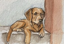 ACEO Original Mixed Media Painting Art Dog picture