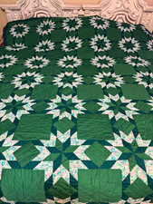 Vintage Handmade Hand-Quilted Patchwork Quilt —1950s–1960s 78x92 picture