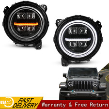Pair White/Amber DRL LED Headlight For 2020-2025 Gladiator JT Animation Headlamp picture