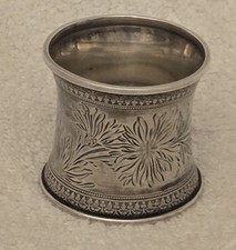 ANTIQUE VICTORIAN COIN SILVER FLORAL NAPKIN RING HOLDER  picture
