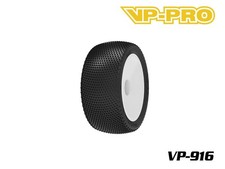 VP Pro 916 Shock Wave Evo M3: 1/8 Truggy Tires Set of 4 White Wheels 17mm picture