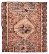 Vintage Traditional Hand-Knotted Area Rug 4'2