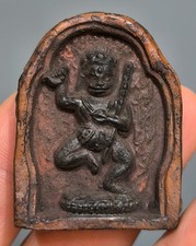 Tibet 1800s Old Buddhist Clay Tsa Tsa Buddha Statue Lion Faced Dakini Simhamukha picture