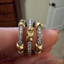 DAVID YURMAN DOME RING Sterling Silver, 18k Gold & Diamonds SZ 8 picture