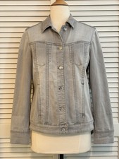 Chico's Classic Button Front Stretch Denim Jacket Gray Wash Size 0 (US Small) picture