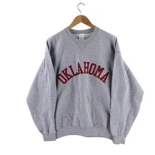Vintage MJ Soffe Oklahoma Sooners Crewneck Sweatshirt Men L Gray NCAA Collegiate picture