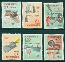 Nicaragua Scott #C553-C558 MNH OVPT OLYMPICS 1964 Tokyo CV$6+ picture
