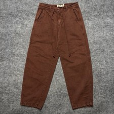 AMO Elaine Vintage Burgundy Cotton Pants Drawstring Barrel Leg  25 picture