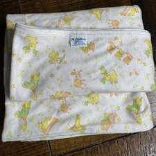 Vintage Carter's Baby Receiving Blanket White Yellow Green Nursery Rhymes USA picture