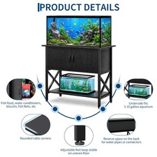 40-50 Gallon Aquarium Stand, 660 lbs Metal Frame, 2 Storage Cabinets, Black picture