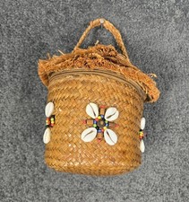 Vintage Capelli Straworld Woven Hawaii House Basket Lunch Box Travel Bag Purse picture
