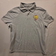 Nickelodeon SpongeBob SquarePants Golf Polo Shirt Men's XL Gray Embroidered Shor picture