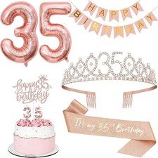 35th Birthday Decorations for Women, Including 35th Tiara and Sash, Happy Bir... picture