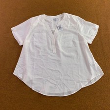 Torrid Womens 0X White Harper Washable Challis Short Sleeve Blouse NWT picture
