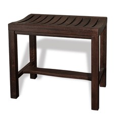 CONSDAN Solid Oak Wood Shower Bench, 21'' Bathroom Curved Slat Shower Seat picture