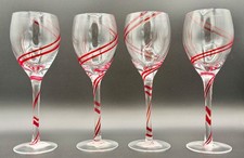 4 Pier 1 Double Swirl Red Water or Wine Goblets - 9 1/8