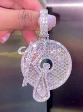 Men's Customized Letter Pendant 3.50 Ct Real Moissanite Baguette 925 Silver picture
