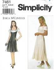 Simplicity 7461 Off Shoulder Cocktail Dress Sz 18-22 UNCUT Jessica McClintock picture