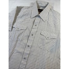 Panhandle Slim Vintage Pearl Snap Western Shirt Plaid White 15.5 Made in USA picture
