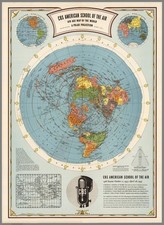 Flat Earth Map - CBS American School of the Air World Map : Art Print 1944 picture