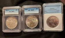 3 Coin Lot: 1880-S Morgan ICG MS64, 1922 Peace ICG MS65, 1964 Canada$1 MS-69 PL picture