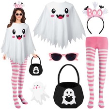 5 Pcs Women's Ghost Costume Accessories Kit - Headband, Sunglasses, Poncho, Cand picture