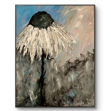Mary Myers Original Abstract Expressionism 11x14 White Coneflower Signed picture
