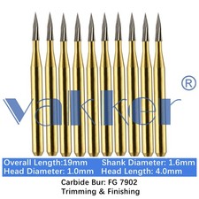 10-100pcs Dental Trimming & Finishing Gold Burs Needle Carbide Burs FG 7902 picture