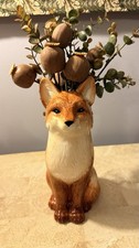 Cute Vintage Fall Thanksgiving Fox Vase Pot Ceramic Figurine Planter Home Decor picture