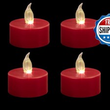 Hanzim Battery Operated LED Tea Lights Flameless Flickering Candles 24 Pack Red picture