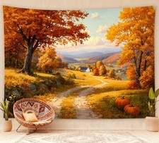 Autumn Nature Landscape Fall Forest Tapestry Wall Hanging Bedroom Dorm Decor picture