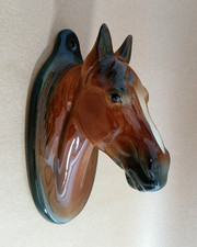 Vintage Ceramic Glossy Soulful Horse Head Wall Pocket Vase Mid-Century EUC picture