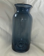 RARE Tiffany & Co Cobalt Blue Hand Blown 11” Glass Vase Glass Seal NY Medallion picture