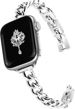 Slim Silver Band Women Feminine Elegant Compatible with Apple Watch 42Mm 44Mm 45 picture