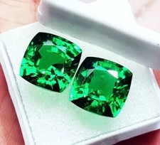 Natural Colombian Emerald Pair 18-20Ct Cushion Cut Loose Gemstone CERTIFIED picture