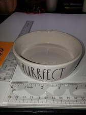 “PURRFECT” Rae Dunn WHITE 5” Ceramic Cat Pet Dish Food Water Bowl New picture
