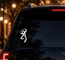 Browning Buckmark Deer Buck Silhouette Logo Vinyl Decal Sticker Car Tailed picture